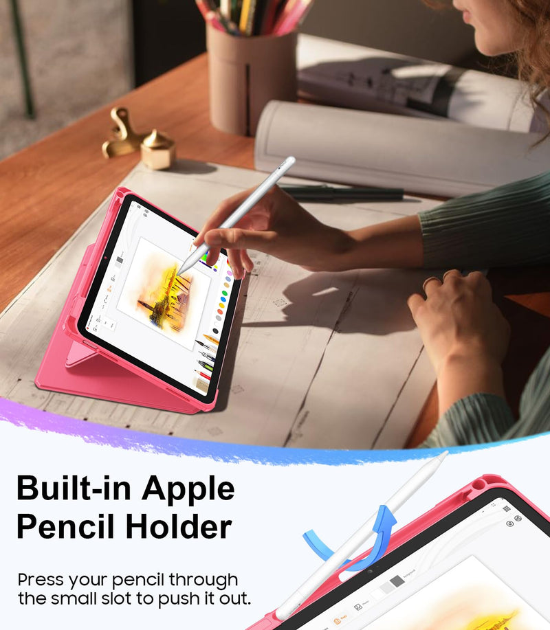 iPad 11th Gen A16/iPad 10th Gen Case w/Multiple Stand Angles & Pencil Holder, Clear Back | Fintie