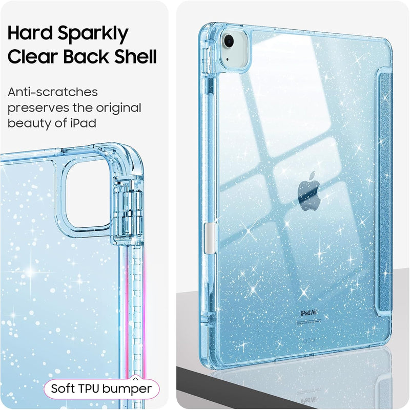 Glittering Slim Case for iPad Air 13 (M3/M2 Chip) w/Clear Back and Pencil Holder | Fintie