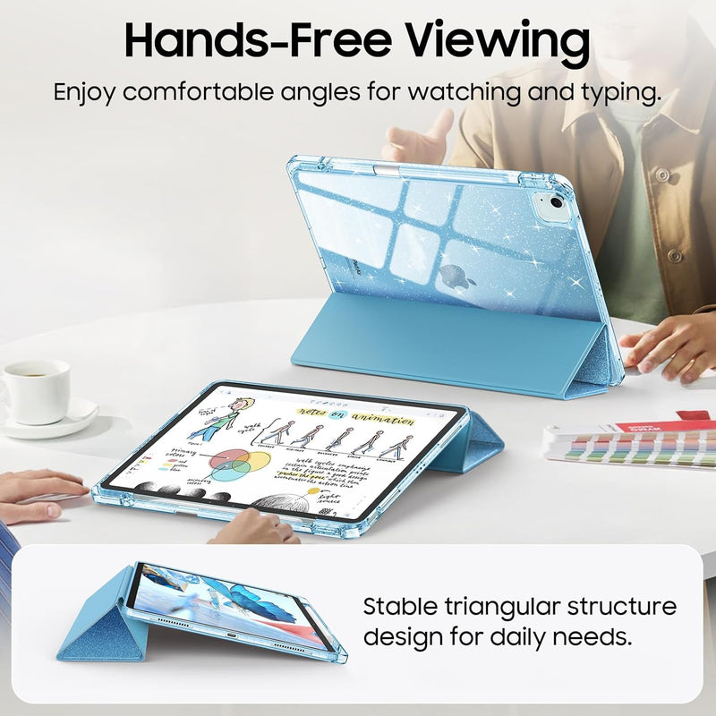 Glittering Slim Case for iPad Air 13 (M3/M2 Chip) w/Clear Back and Pencil Holder | Fintie