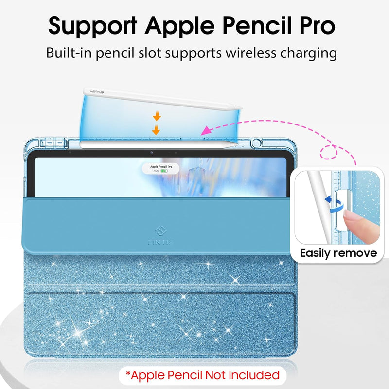 Glittering Slim Case for iPad Air 13 (M3/M2 Chip) w/Clear Back and Pencil Holder | Fintie