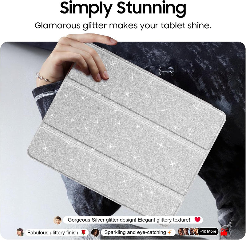 Glittering Slim Case for iPad Air 13 (M3/M2 Chip) w/Clear Back and Pencil Holder | Fintie
