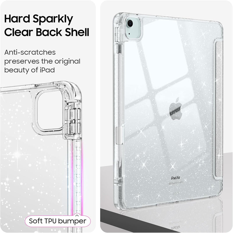 Glittering Slim Case for iPad Air 13 (M3/M2 Chip) w/Clear Back and Pencil Holder | Fintie