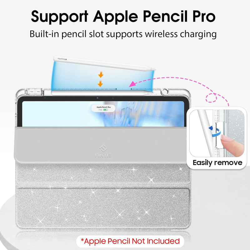Glittering Slim Case for iPad Air 13 (M3/M2 Chip) w/Clear Back and Pencil Holder | Fintie