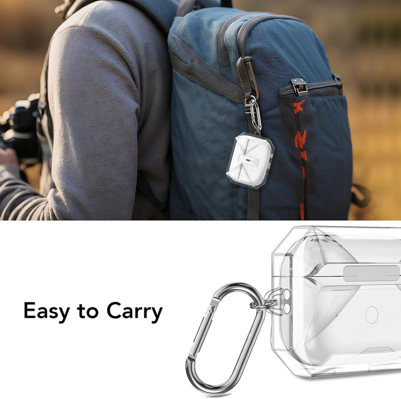 intie Rugged Case for AirPods Pro 3 (2025) w/Keychain Carabiner, Full-Body Shockproof Protection