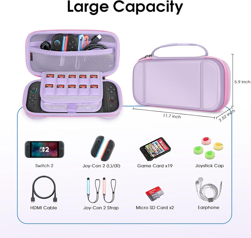 FINTIE Carrying Case for Nintendo Switch 2 (2025), Gaming Travel Bag with 19 Game Card Slots