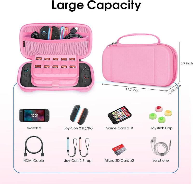 FINTIE Carrying Case for Nintendo Switch 2 (2025), Gaming Travel Bag with 19 Game Card Slots