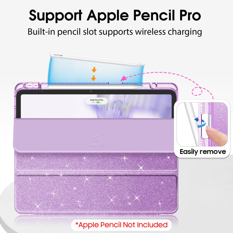 Glittering Slim Case for iPad Air 13 (M3/M2 Chip) w/Clear Back and Pencil Holder | Fintie