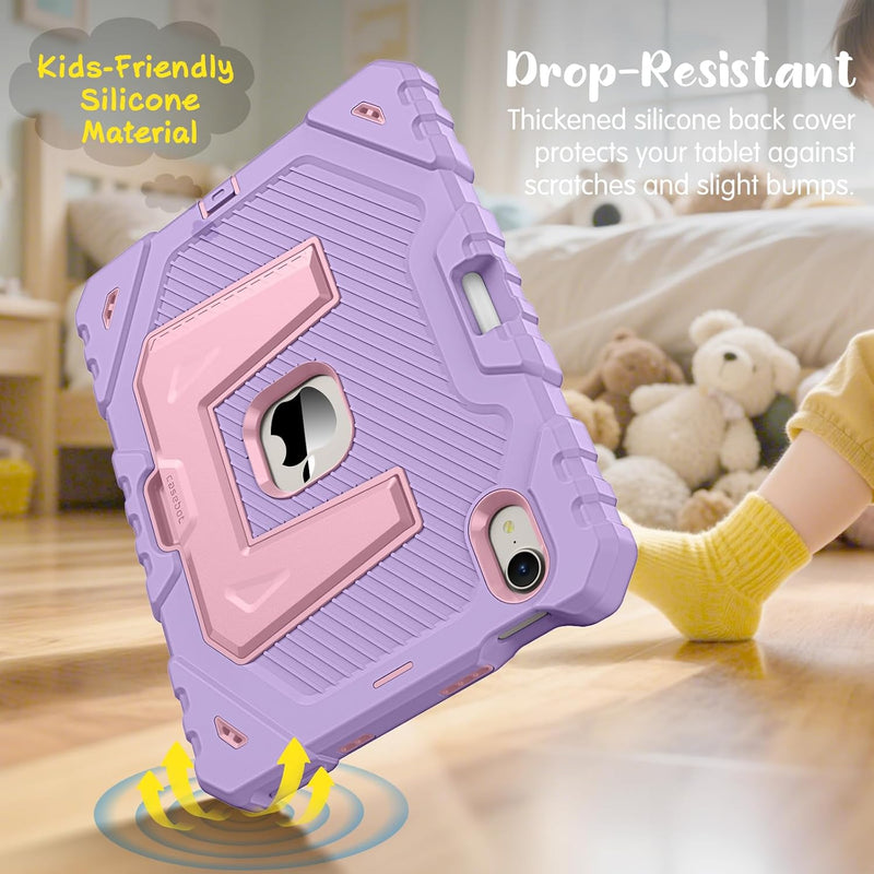 iPad Mini 7th Gen (A17 Pro), iPad Mini 6th Gen Rugged Shockproof Case with Kickstand, 3-Layer Protection, Kid-Friendly | Fintie