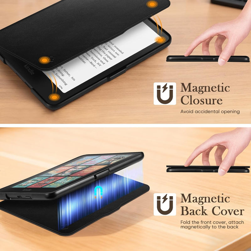 Slim Case for Kindle Paperwhite 12th Gen & Kindle Colorsoft, with Hand Strap & Magnetic Shell Cover | Fintie