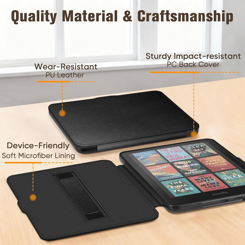 Slim Case for Kindle Paperwhite 12th Gen & Kindle Colorsoft, with Hand Strap & Magnetic Shell Cover | Fintie