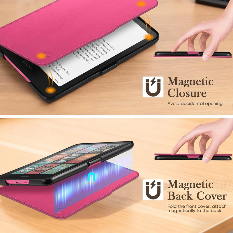Slim Case for Kindle Paperwhite 12th Gen & Kindle Colorsoft, with Hand Strap & Magnetic Shell Cover | Fintie