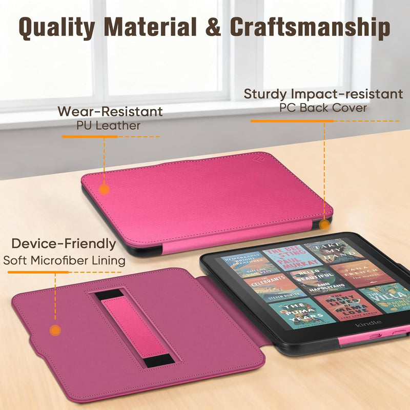 Slim Case for Kindle Paperwhite 12th Gen & Kindle Colorsoft, with Hand Strap & Magnetic Shell Cover | Fintie