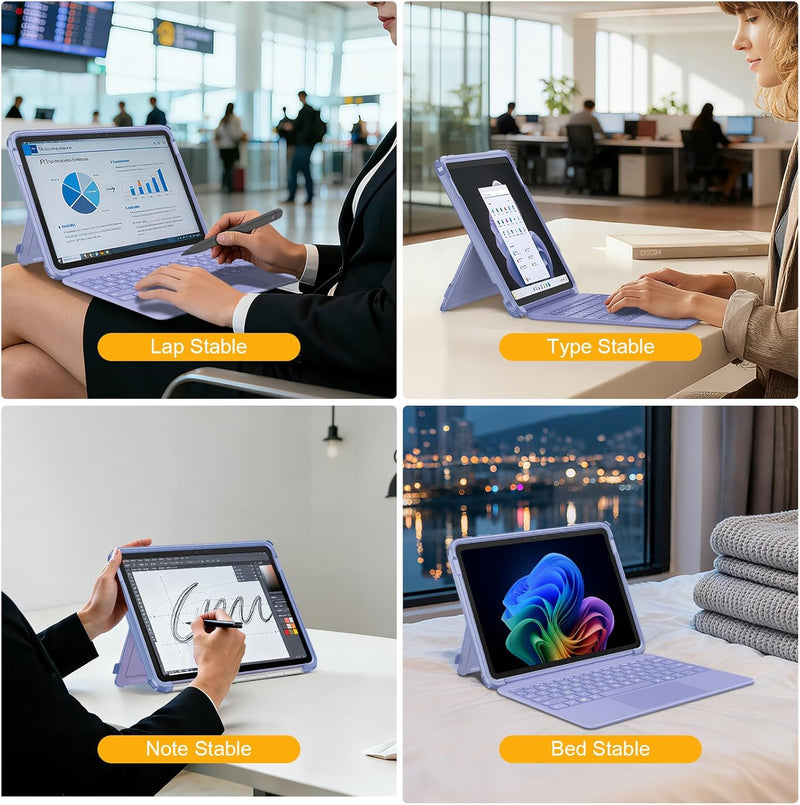 Surface Pro 12" (1st Edition, 2025) Shockproof Folio Case with Clear Back & Kickstand | Fintie