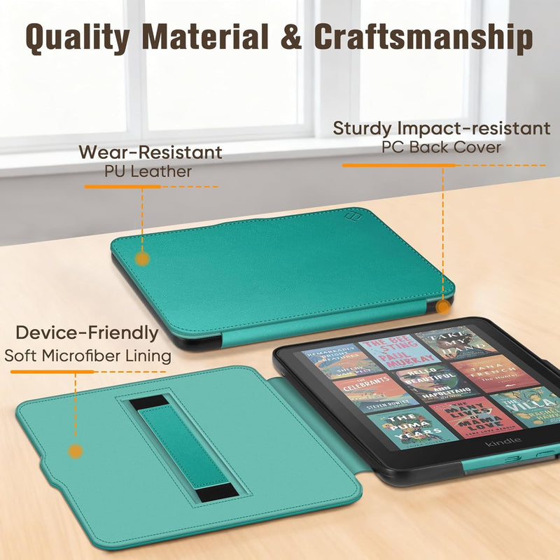 Slim Case for Kindle Paperwhite 12th Gen & Kindle Colorsoft, with Hand Strap & Magnetic Shell Cover | Fintie