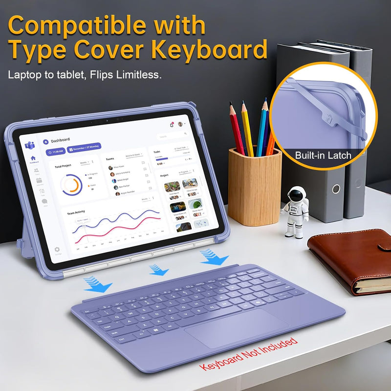 Surface Pro 12" (1st Edition, 2025) Shockproof Folio Case with Clear Back & Kickstand | Fintie