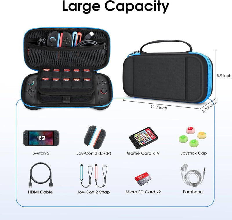 FINTIE Carrying Case for Nintendo Switch 2 (2025), Gaming Travel Bag with 19 Game Card Slots