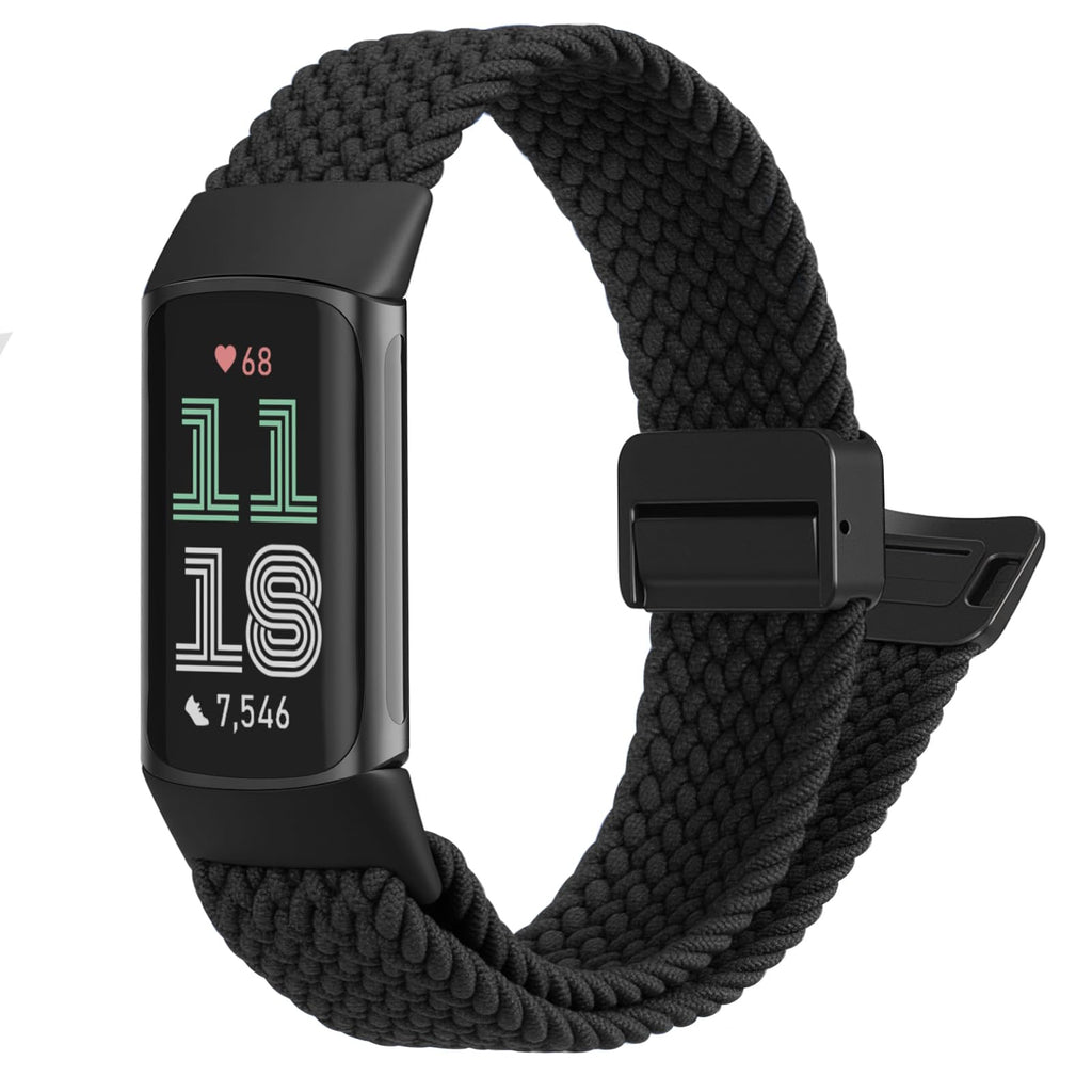Fitbit Charge 6/5 Soft Woven Nylon Sport Strap, Magnetic Braided