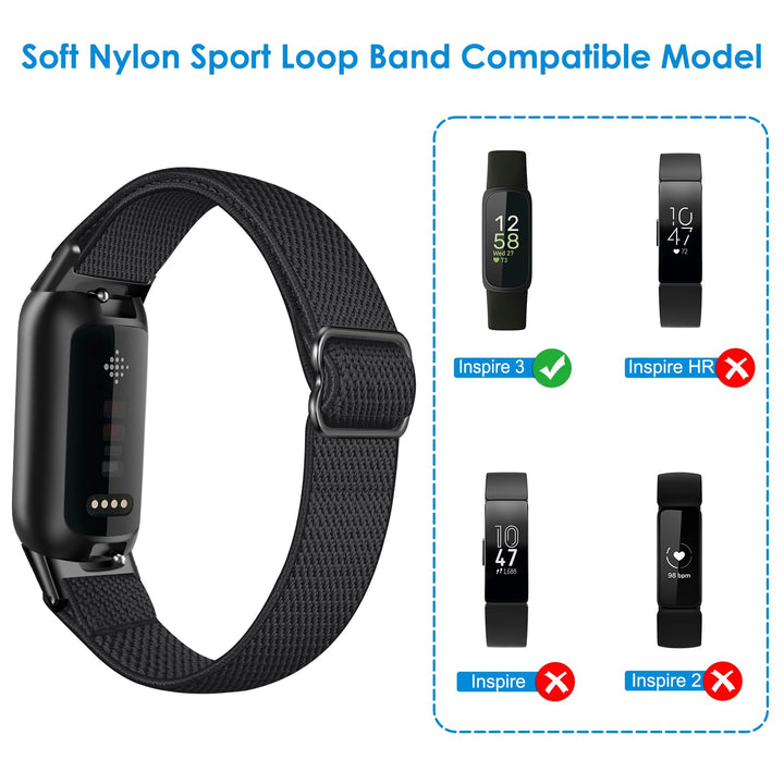 Fitbit Inspire 3 Elastic Nylon Loop Band, Breathable Replacement