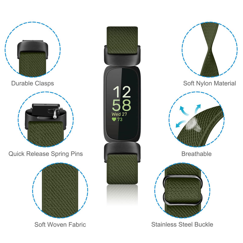Fitbit Inspire 3 Elastic Nylon Loop Band, Breathable Replacement Strap | Fintie