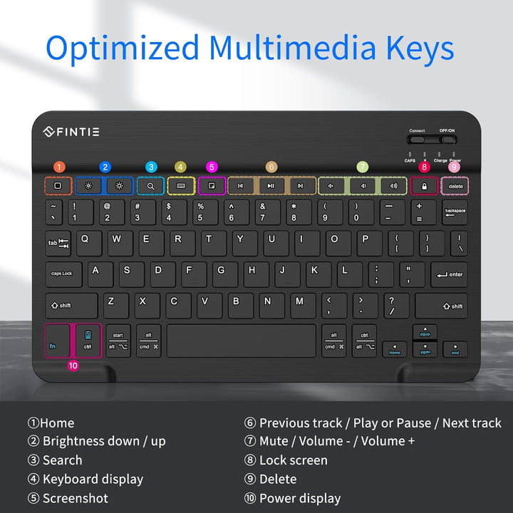 10-Inch Ultrathin Wireless Bluetooth Keyboard for iPad/iPhone