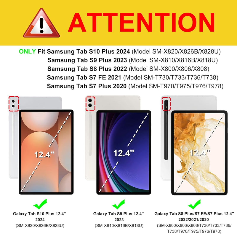 Galaxy Tab S10 Plus/ Tab S9 Plus 12.4" Multi-Angle Case w/ Elastic Band | Fintie