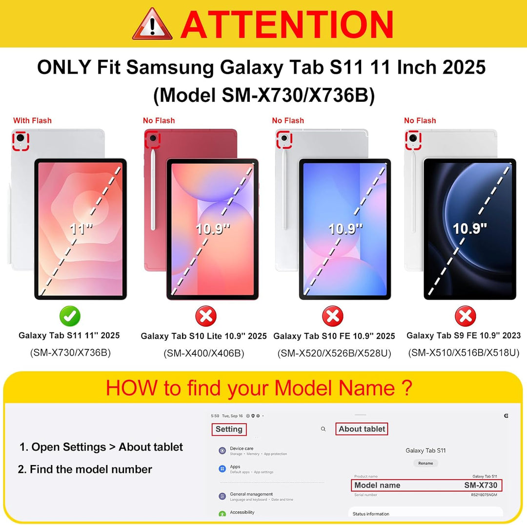 Galaxy Tab S11 5G 11-inch 2025 (SM-X730/SM-X736B) Multi-Angle Case