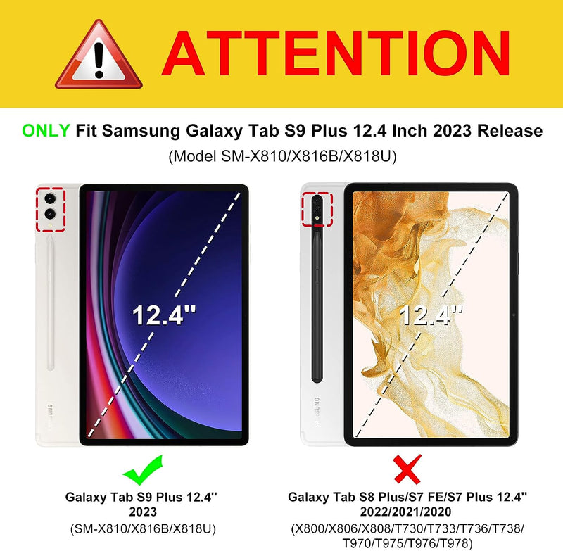 Galaxy Tab S9 Plus 12.4-inch 360-Degree Rotating Case w/ S Pen Holder | Fintie
