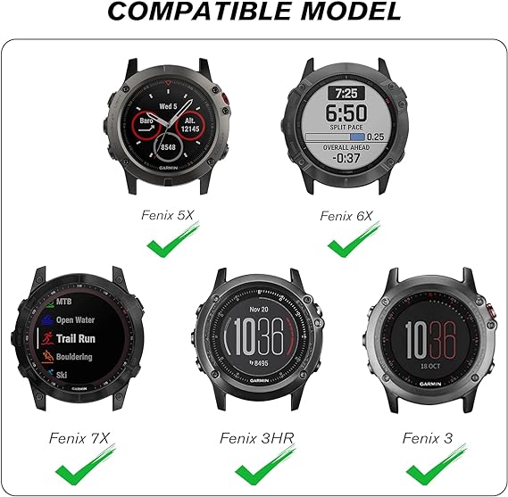 LDFAS Cinturino In Nylon Per Garmin Fenix 7X/6X/5X Plus E Tactix Delta: 26mm, Nero, Facile Da Montare