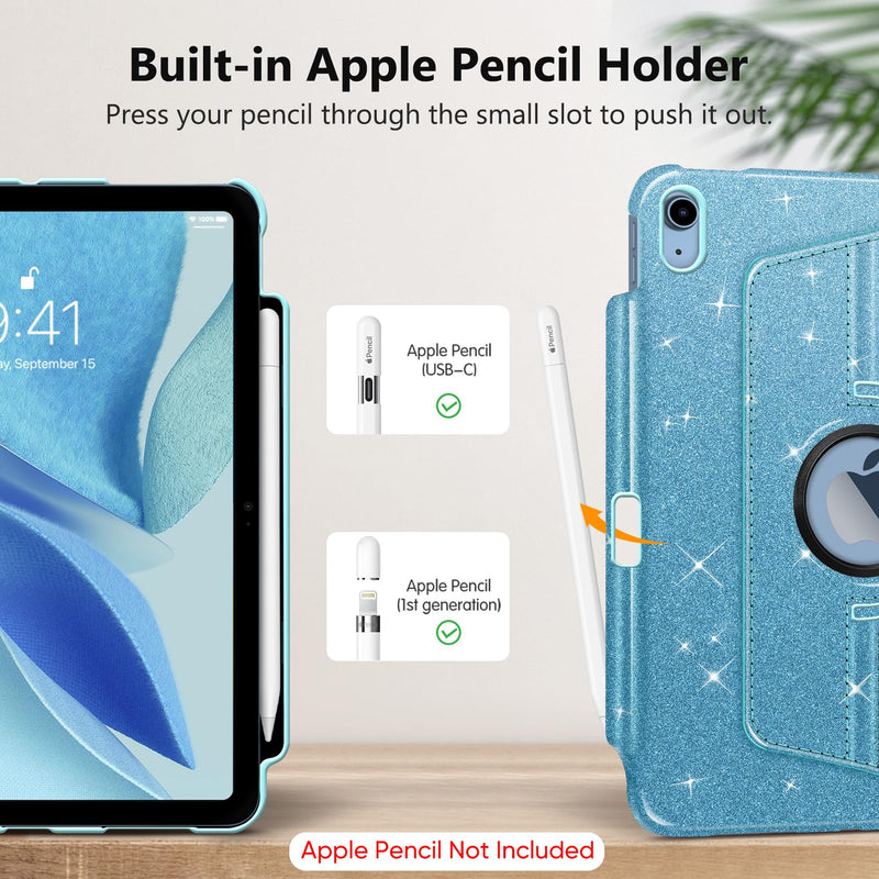 Rotating Case for iPad 11th Gen (A16 chip)/iPad 10th Gen with Glittering Design | Fintie