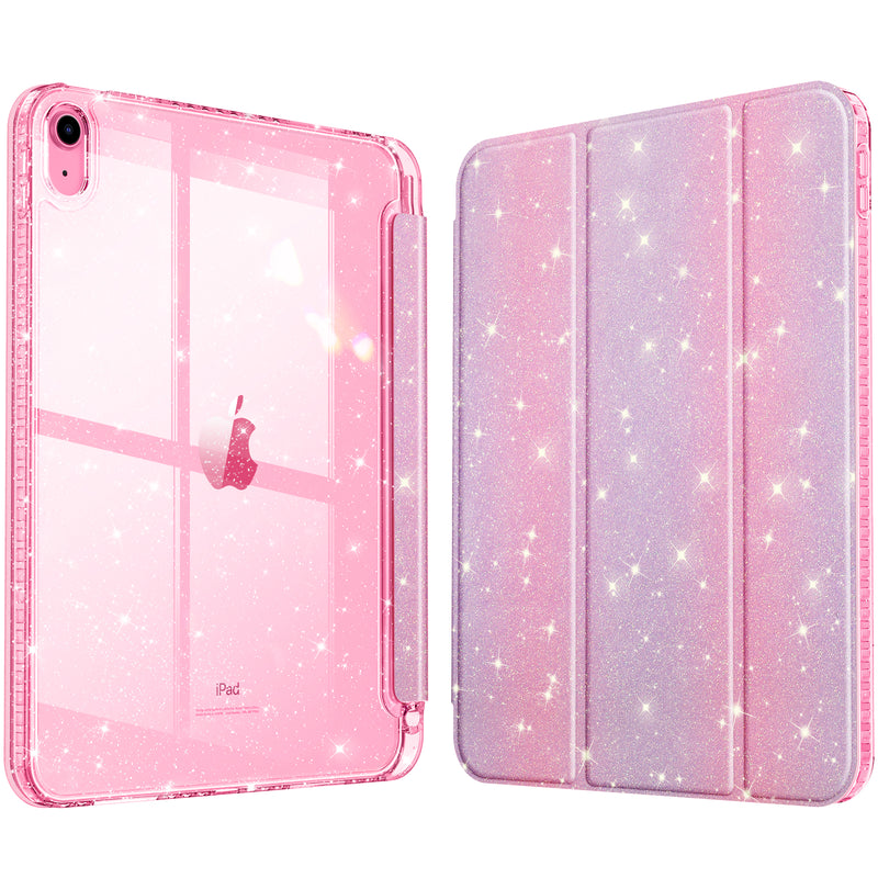 Glittering Slim Case for iPad A16 Chip 11th Gen/iPad 10th Gen w/Clear Back Shell & Pencil Holder | Fintie