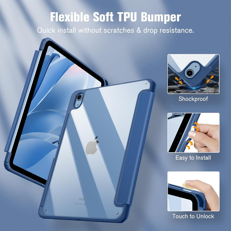 iPad 11th Gen A16 Chip 2025, iPad 10th Gen 10.9" 2022 Hybrid Slim Case w/ Pencil Holder | Fintie