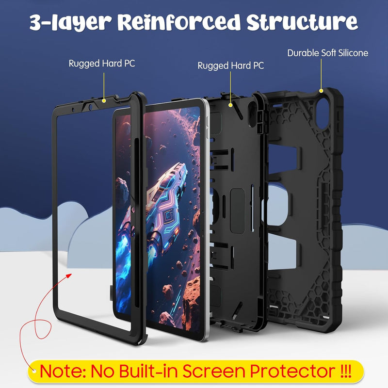 Fintie Case with Kickstand for iPad Air 11-inch (M3/M2 chip), iPad Air 5th/4th Gen, 3-Layer Protection, Rugged Heavy-Duty Shockproof Case  for Kids