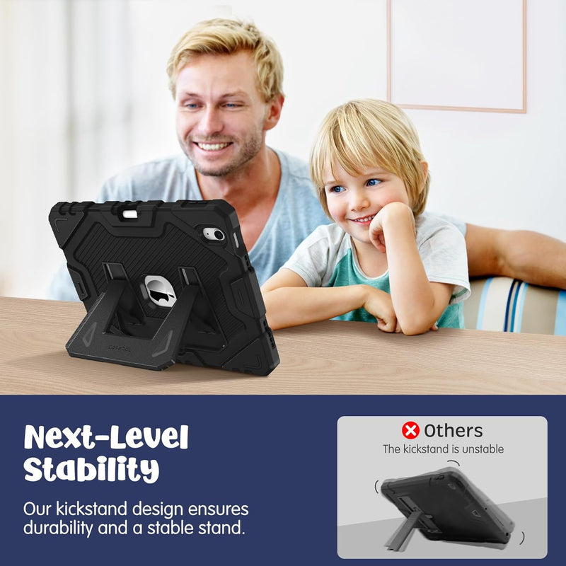 Fintie Case with Kickstand for iPad Air 11-inch (M3/M2 chip), iPad Air 5th/4th Gen, 3-Layer Protection, Rugged Heavy-Duty Shockproof Case  for Kids