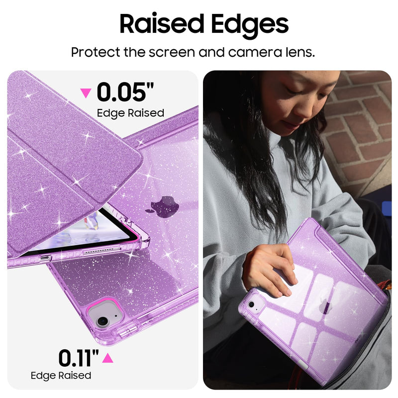 Glittering Slim Case for iPad Air 13 (M3/M2 Chip) w/Clear Back and Pencil Holder | Fintie