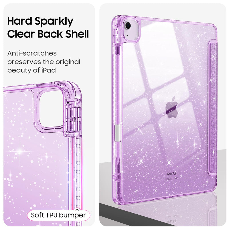 Glittering Slim Case for iPad Air 13 (M3/M2 Chip) w/Clear Back and Pencil Holder | Fintie