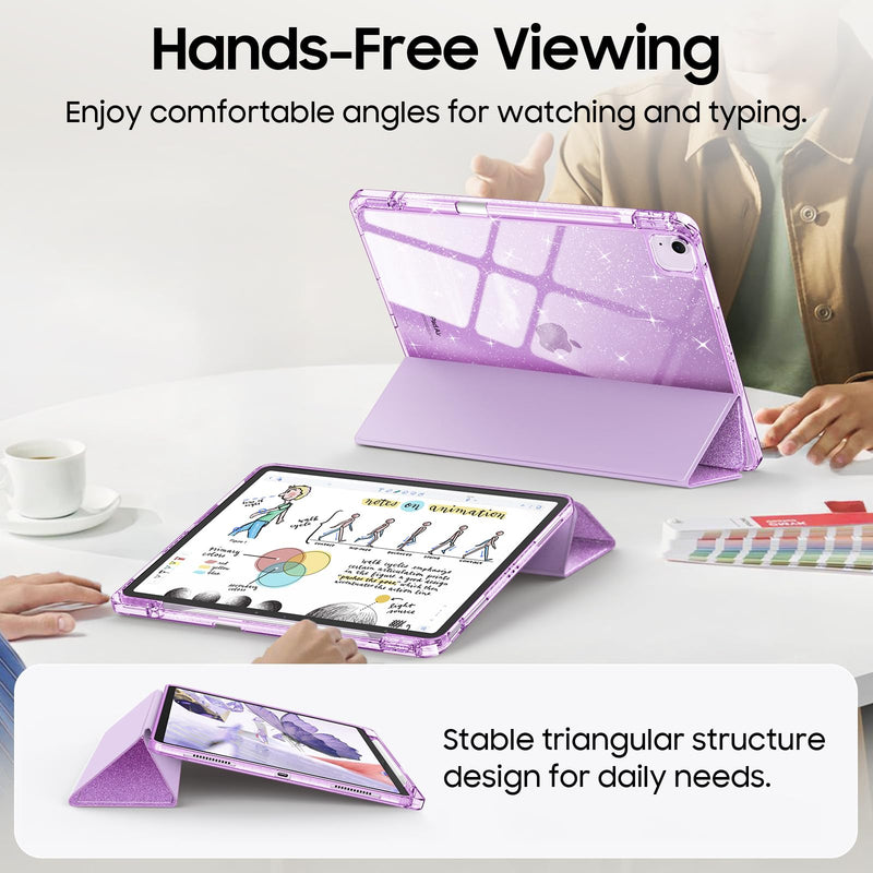 Glittering Slim Case for iPad Air 13 (M3/M2 Chip) w/Clear Back and Pencil Holder | Fintie