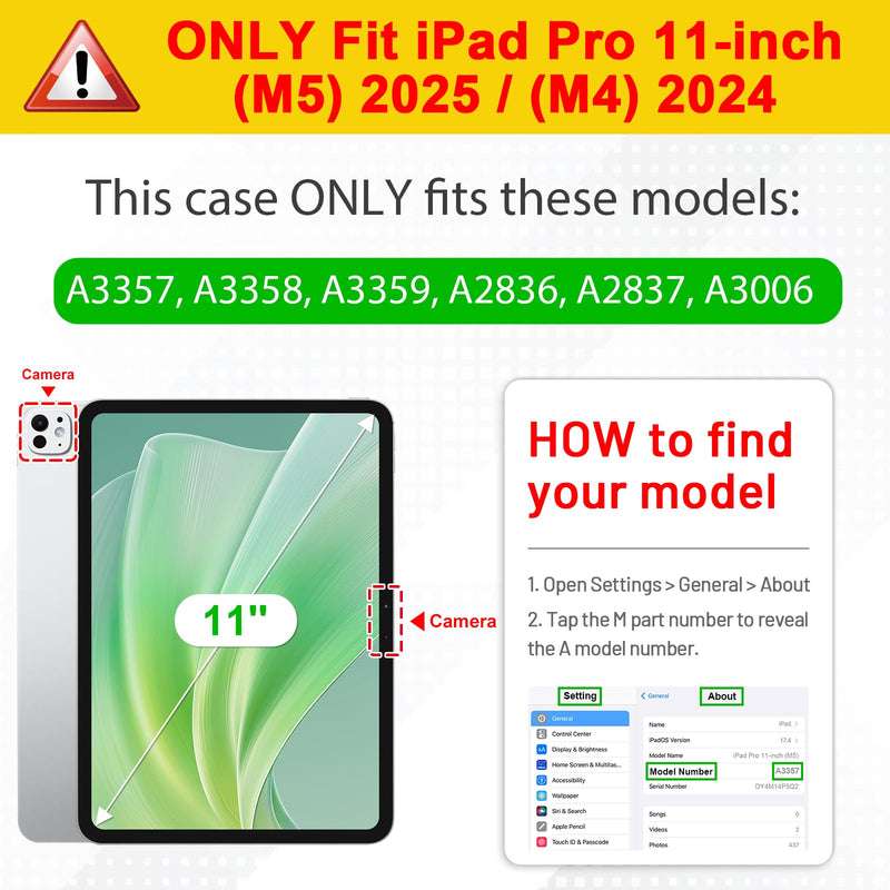 iPad Pro 11-inch 2025/2024 (M5/M4 chip) 360-Degree Swiveling Stand Case | Fintie