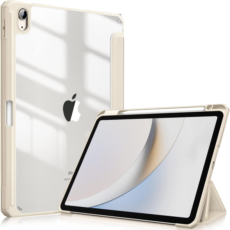 Fintie Hybrid Slim Case for iPad Air 11" (M2 chip, 2024), iPad Air 5th/4th Generation (10.9") - [Built-in Pencil Holder] Shockproof Cover with Clear Transparent Back Shell