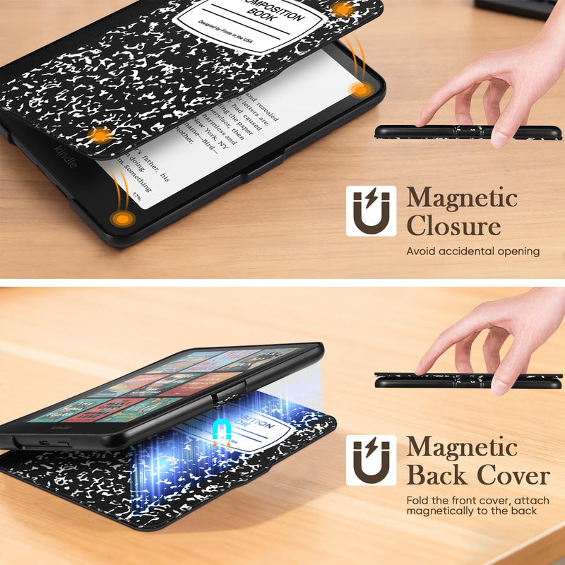 Slim Case for Kindle Paperwhite 12th Gen & Kindle Colorsoft, with Hand Strap & Magnetic Shell Cover | Fintie