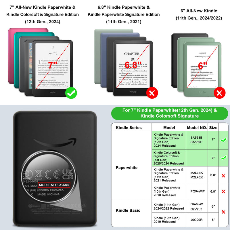 Slim Case for Kindle Paperwhite 12th Gen & Kindle Colorsoft, with Hand Strap & Magnetic Shell Cover | Fintie