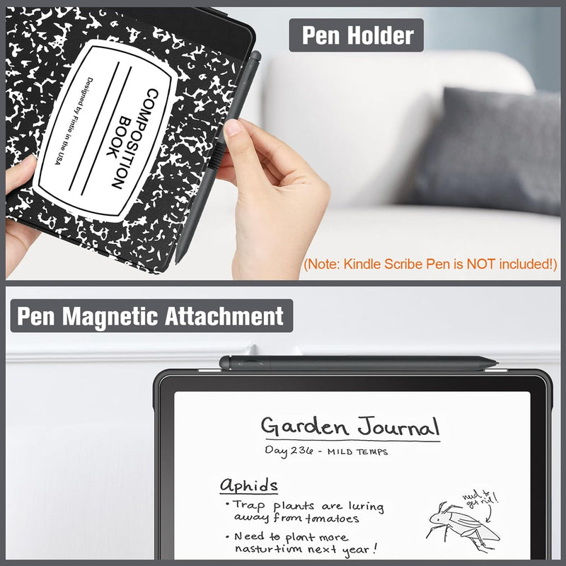 Kindle Scribe (2024/2022) Hybrid Slim Case w/ Transparent Back Shell | Fintie