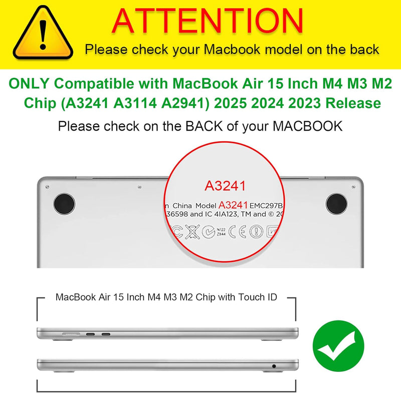 MacBook Air 15 Inch M4/M3/M2 Chip (A3241/A3114/A2941) Protective Snap-On Hard Shell Case | Fintie