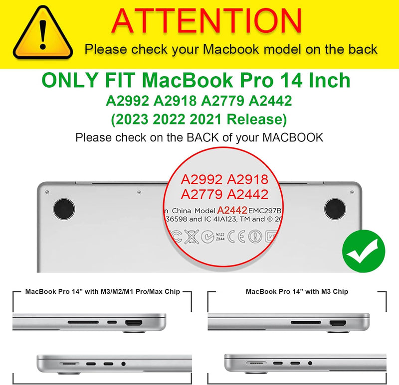 MacBook Pro 14 Inch (A2992/A2918/A2779/A2442, 2023/2021) Snap-On Hard Shell Clear Case | Fintie