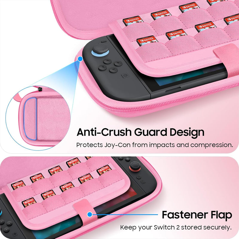 Nintendo Switch 2 (2025) Slim Carrying Case, Hard Shell Protective Case w/10 Game Card Slots | Fintie