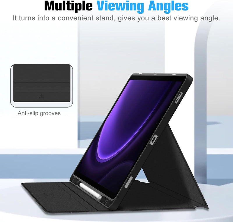 Galaxy Tab S9 FE Plus Multi-Angle Case w/ Soft TPU Back Cover | Fintie