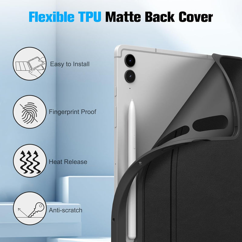 Galaxy Tab S9 FE Plus Multi-Angle Case w/ Soft TPU Back Cover | Fintie