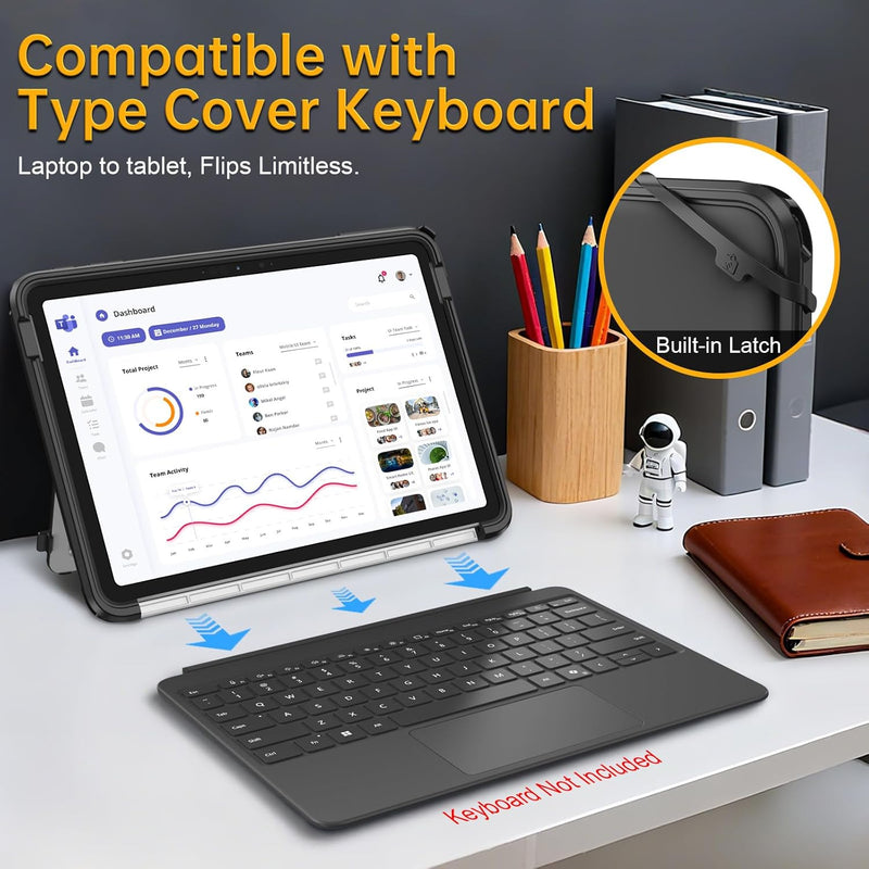 Surface Pro 12" (1st Edition, 2025) Shockproof Folio Case with Clear Back & Kickstand | Fintie