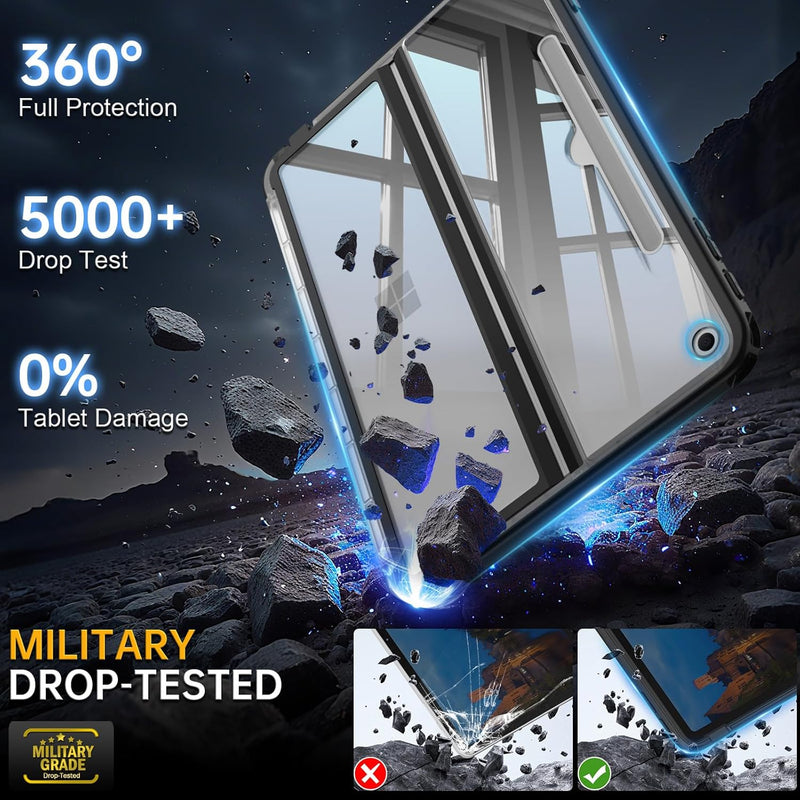 Surface Pro 12" (1st Edition, 2025) Shockproof Folio Case with Clear Back & Kickstand | Fintie