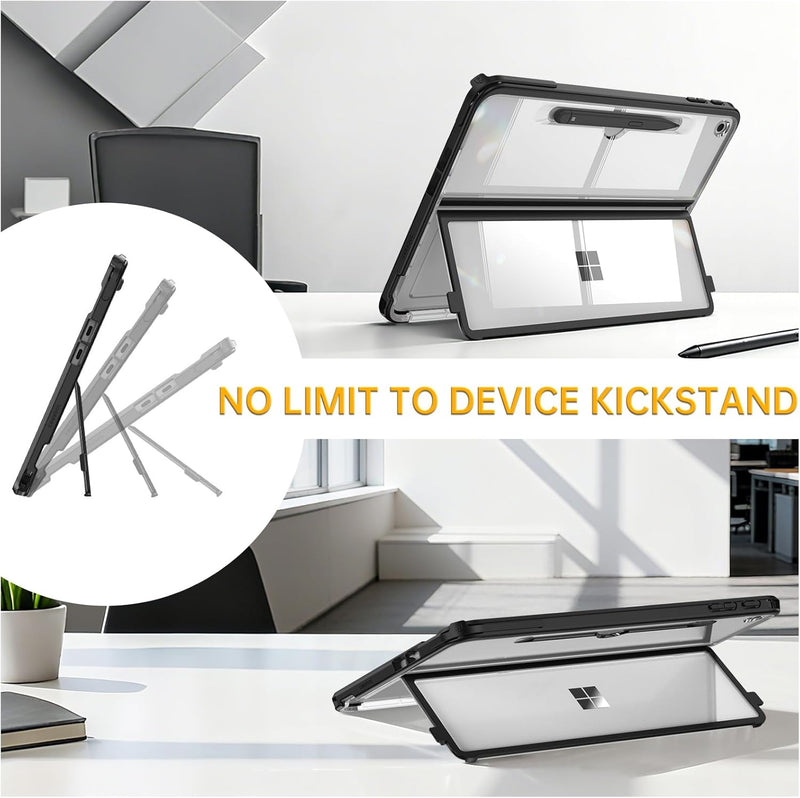 Surface Pro 12" (1st Edition, 2025) Shockproof Folio Case with Clear Back & Kickstand | Fintie