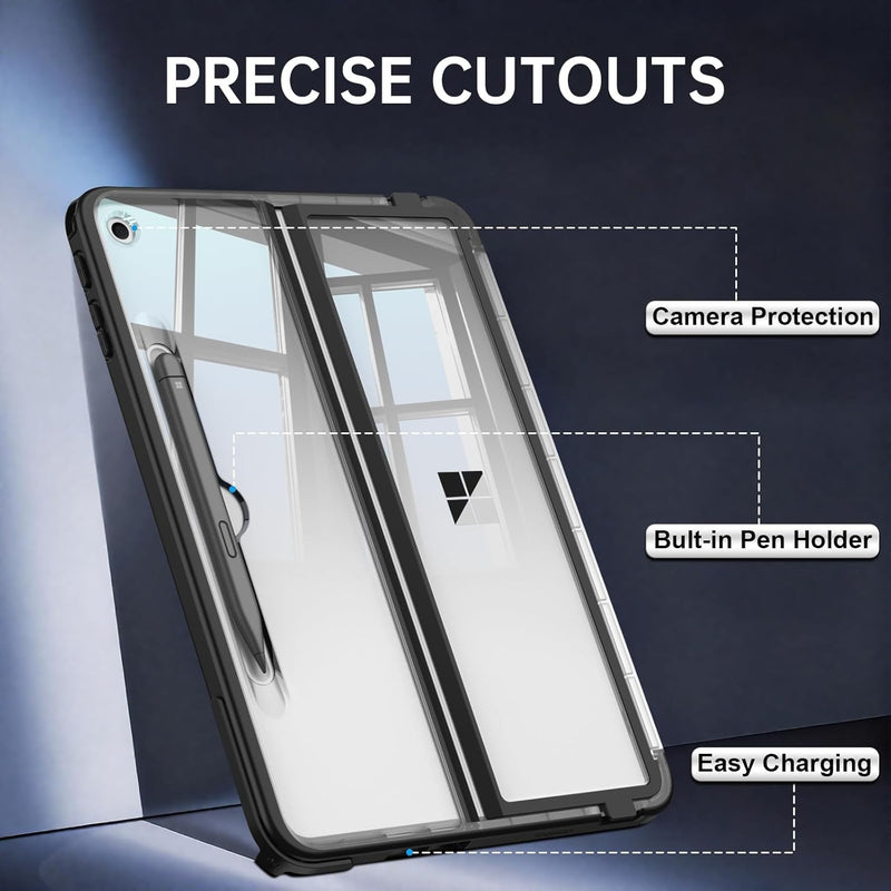 Surface Pro 12" (1st Edition, 2025) Shockproof Folio Case with Clear Back & Kickstand | Fintie